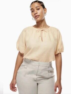 Wilfred Aritzia 100% Organic Linen Pale Yellow Blouse, XS, Lagenlook, Minimalist